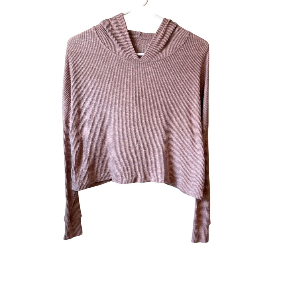 American‎ Eagle Soft Ribbed Cropped Hoodie Pink XXS Petite Casual Comfort